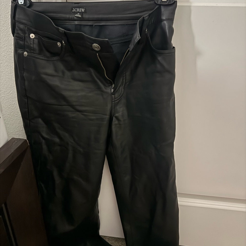 J. Crew Black Leather Trousers
